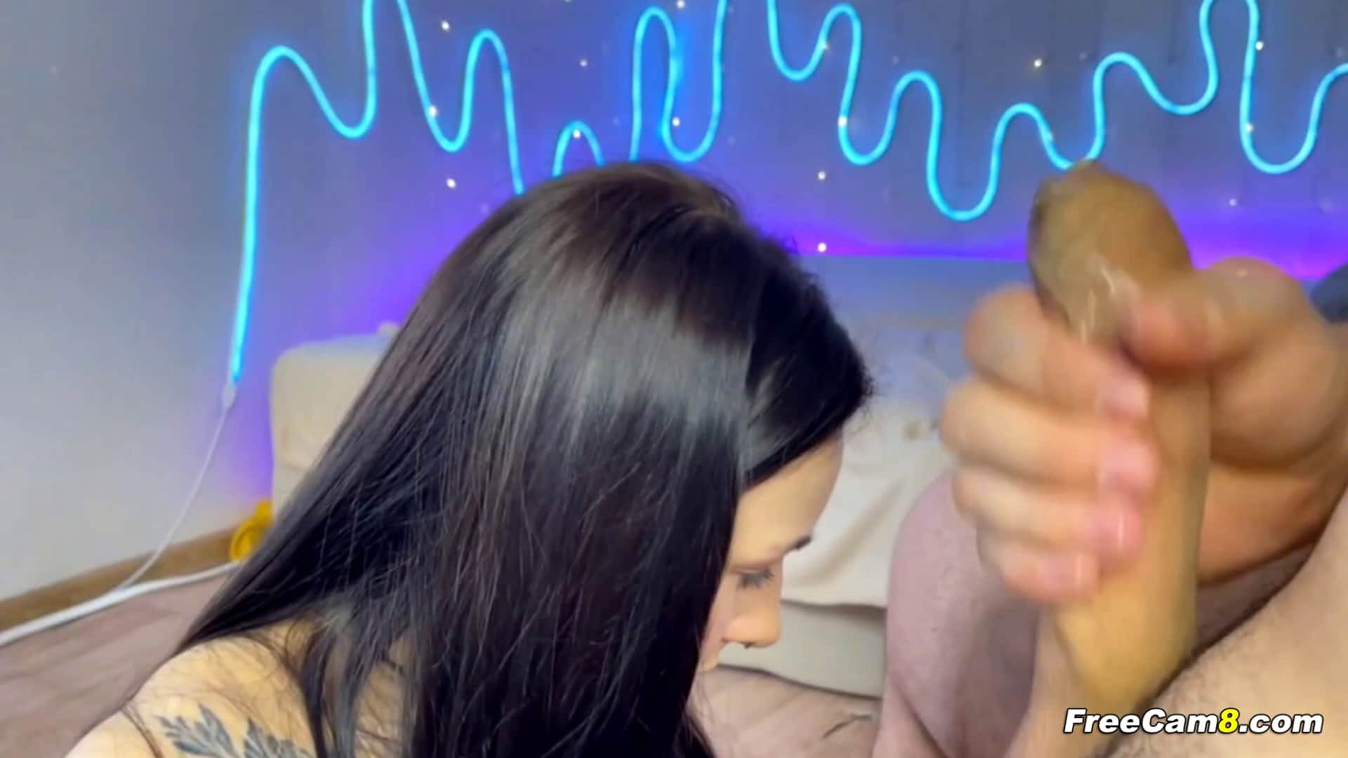 Brunette girlfriend intense cock sucking