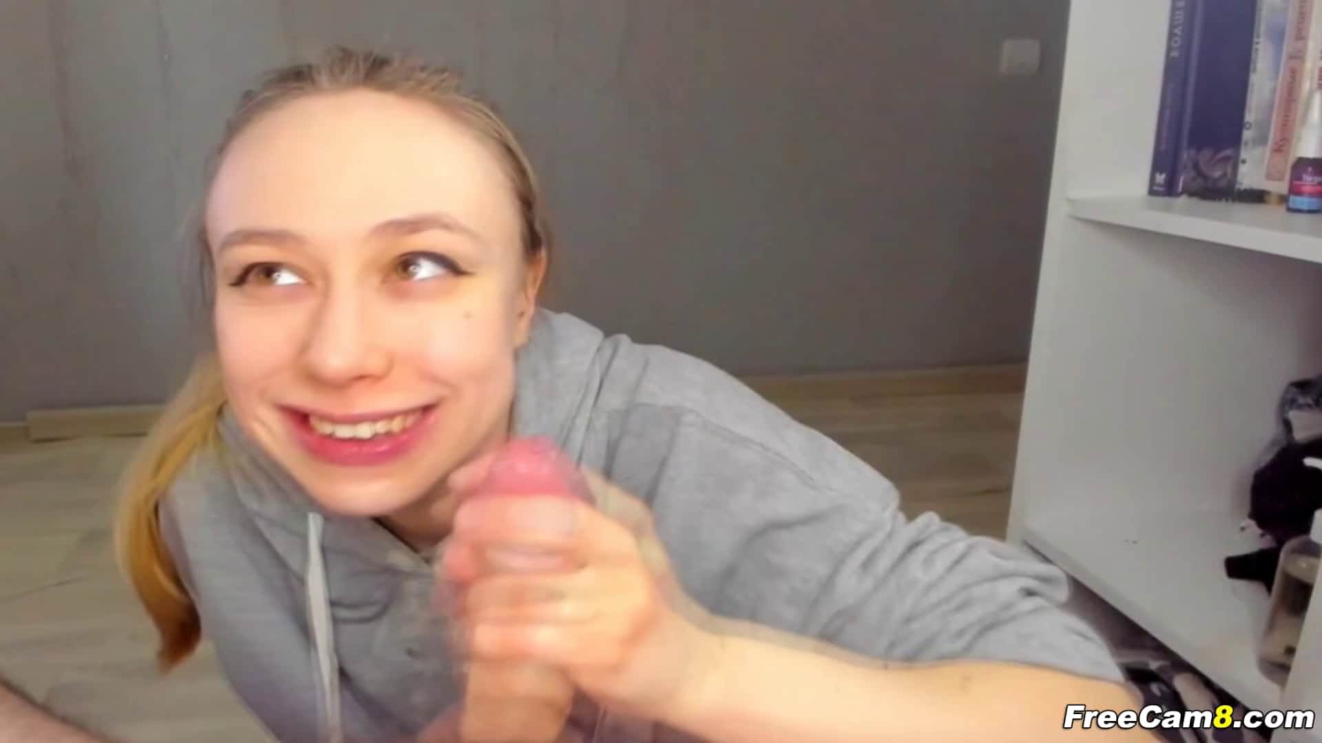 Cock hungry blonde babe deep sucking dick