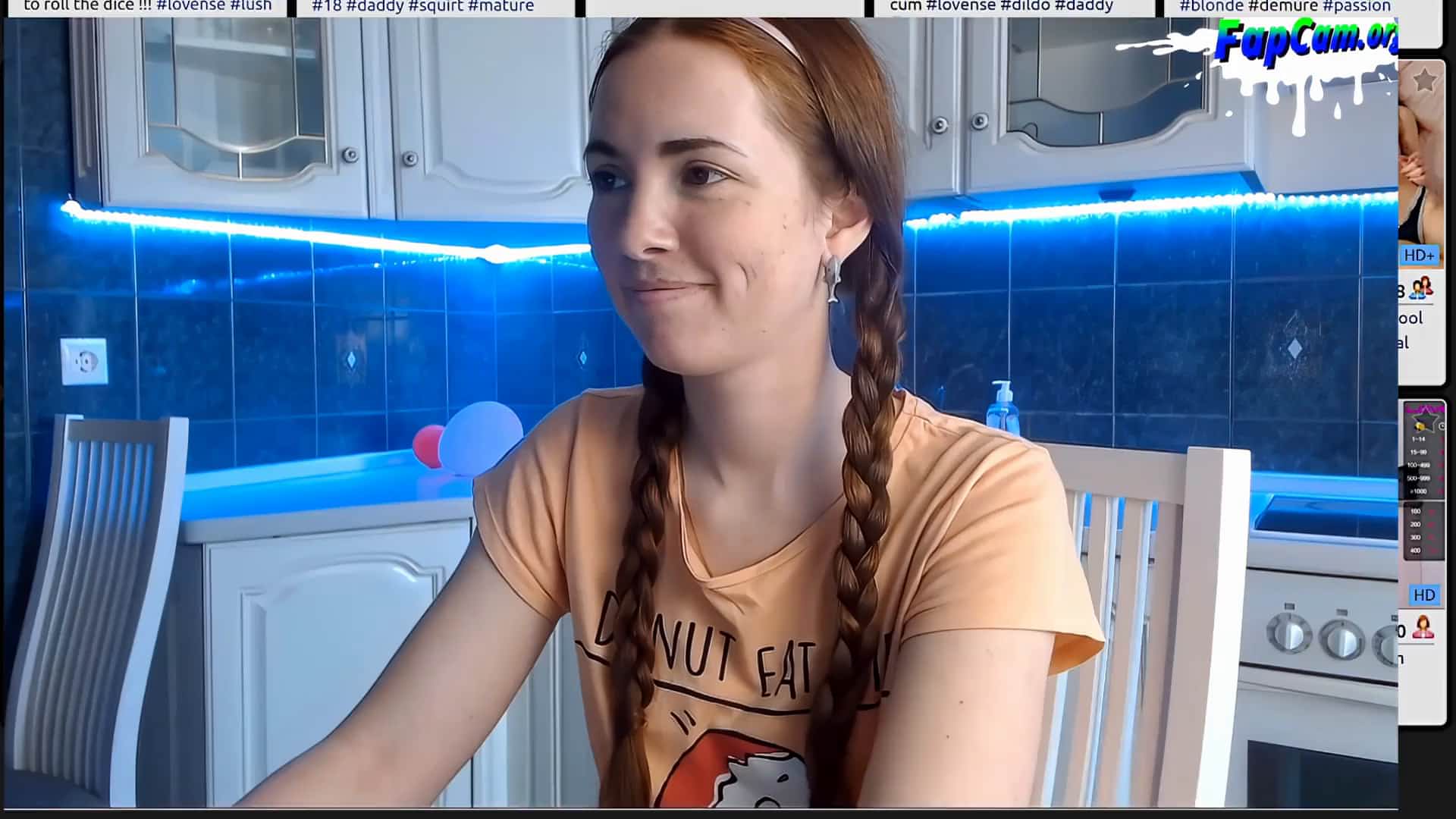 Redhead teen with ponytails and freckles naked on webcam