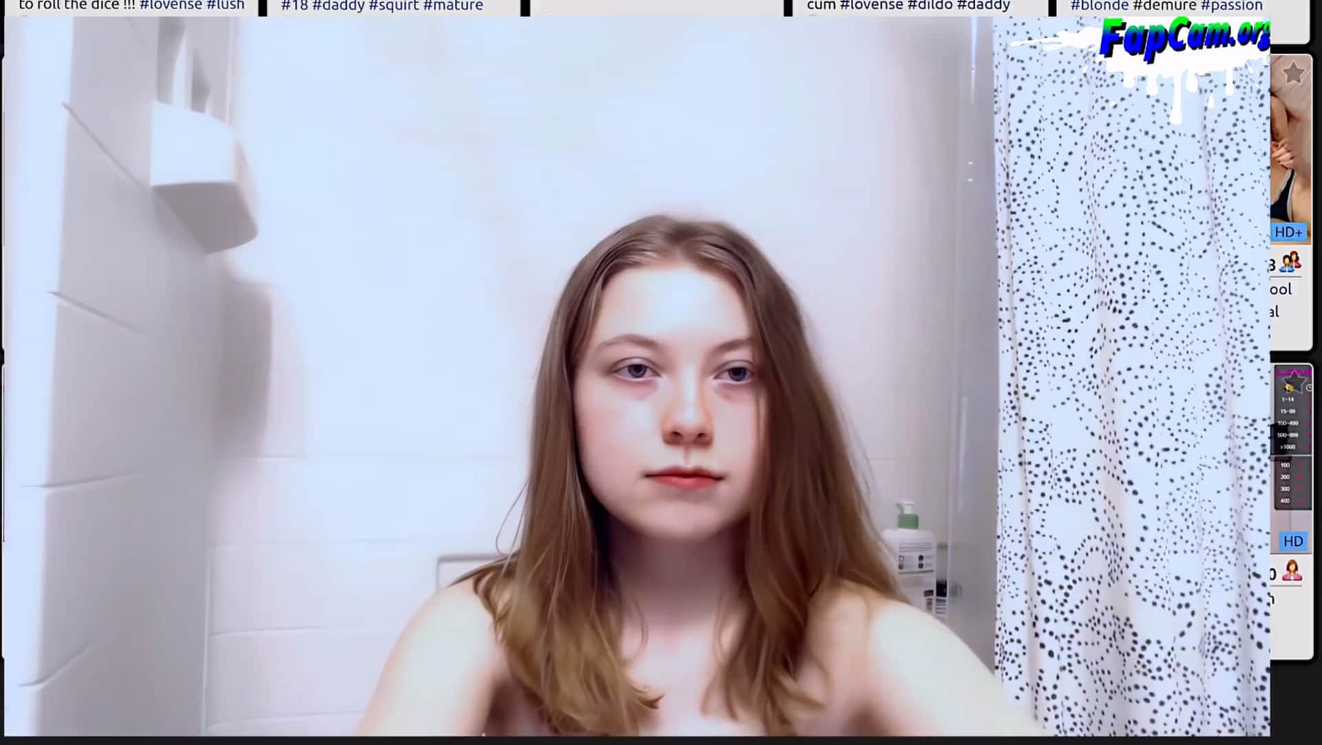 Tiny blonde amateur teen taking a shower on webcam
