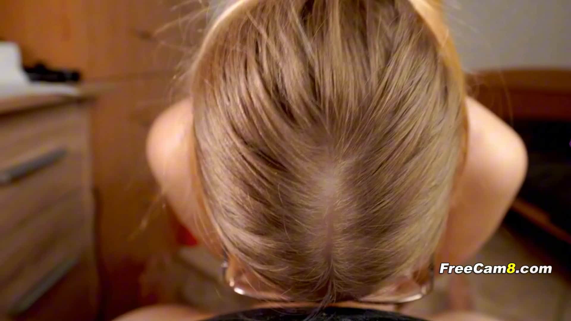 Blonde nerd sucks dick with pure lust